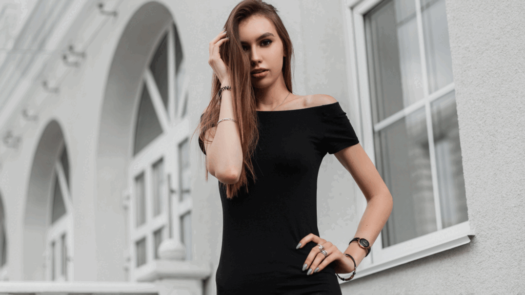 Girl Wearing Black Dress.